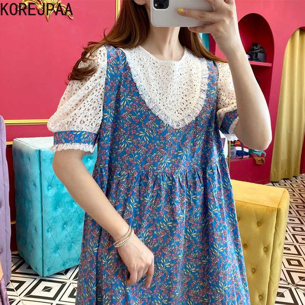 korejpaa women dress summer korean chic vintage print o-neck hollow lace stitching floral folds loose bubble sleeve vestido 210526, Black;gray
korejpaa women dress summer korean chic vintage print o-neck hollow lace stitching floral folds loose bubble sleeve vestido 210526, Black;gray