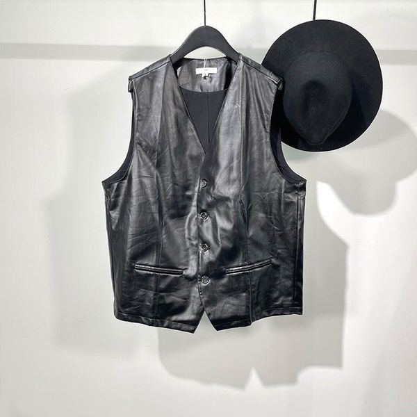 men's vests large size autumn trendy dark department retro punk loose pu leather vest original suzuki style simple trend sleeveless co, Black;white
men's vests large size autumn trendy dark department retro punk loose pu leather vest original suzuki style simple trend sleeveless co, Black;white