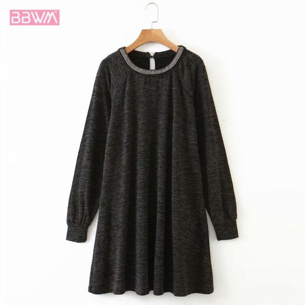 casual dresses black round neck long sleeve loose chic women's dress fashionable plus size female, Black;gray
casual dresses black round neck long sleeve loose chic women's dress fashionable plus size female, Black;gray