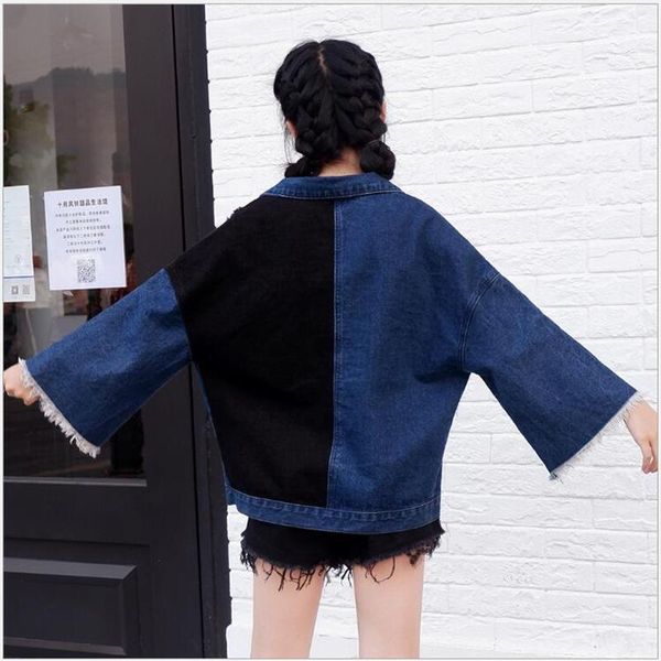 women's jackets 2021 spring autumn denim jacket loose korean version coat short bat sleeve jeans s43, Black;brown
women's jackets 2021 spring autumn denim jacket loose korean version coat short bat sleeve jeans s43, Black;brown