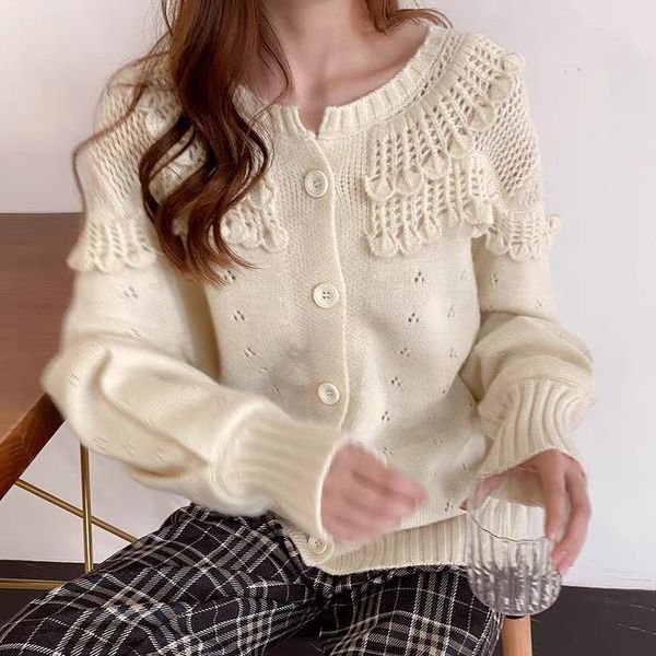 women's knits & tees lotus leaf lace hollow-out restoring ancient ways girl age reduction brought female knitting cardigan sweater the, White
women's knits & tees lotus leaf lace hollow-out restoring ancient ways girl age reduction brought female knitting cardigan sweater the, White