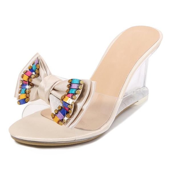 women sandals summer transparent wedges heels party footwear female beach bow open-toe shoes zapatos mujer, Black
women sandals summer transparent wedges heels party footwear female beach bow open-toe shoes zapatos mujer, Black