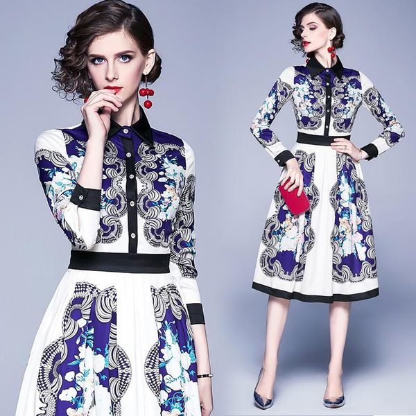casual dresses spring summer fall runway floral print collar long sleeve button front women ladies party beach a-line midi dress, Black;gray
casual dresses spring summer fall runway floral print collar long sleeve button front women ladies party beach a-line midi dress, Black;gray