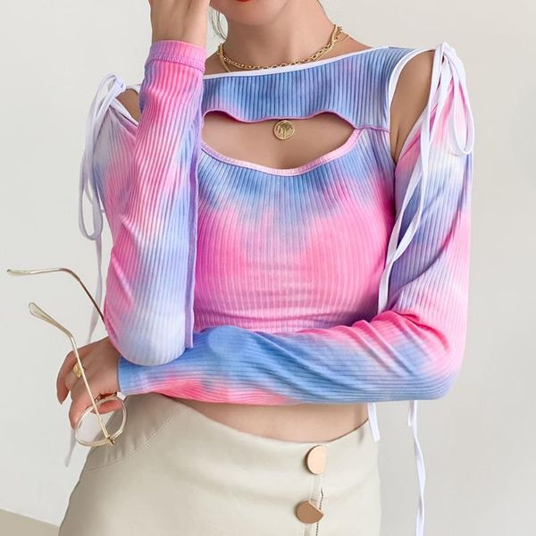 women's t-shirt woman tshirt y2k hollow out patchwork tie dye t shirts halter neck ribbed slim long sleeve streetwear vintage crop, White
women's t-shirt woman tshirt y2k hollow out patchwork tie dye t shirts halter neck ribbed slim long sleeve streetwear vintage crop, White
