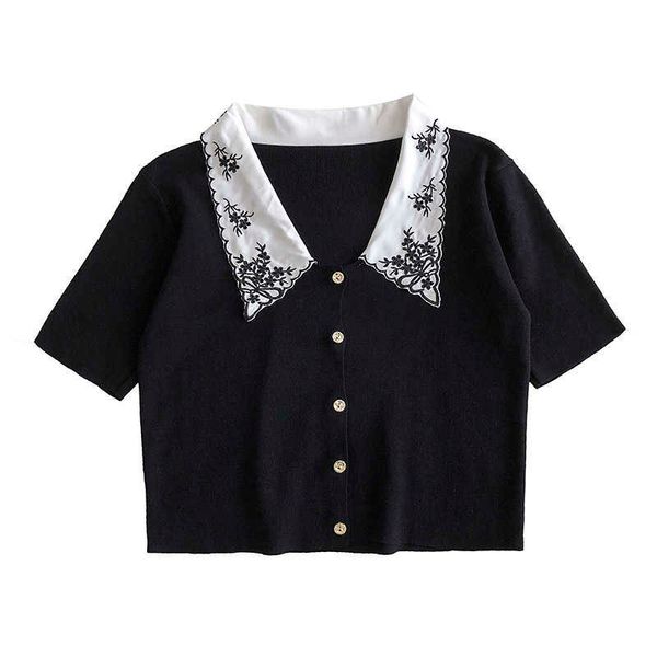 perhaps u women knitted summer short sleeve turn down collar embroidery black yellow pink green white b0638 210529
perhaps u women knitted summer short sleeve turn down collar embroidery black yellow pink green white b0638 210529