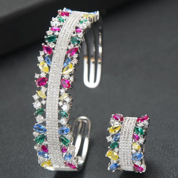 earrings & necklace siscathy 3tone cubic zirconia bracelets/ring jewelry sets trendy inlaid dubai nigerian wedding for women girls, Silver
earrings & necklace siscathy 3tone cubic zirconia bracelets/ring jewelry sets trendy inlaid dubai nigerian wedding for women girls, Silver