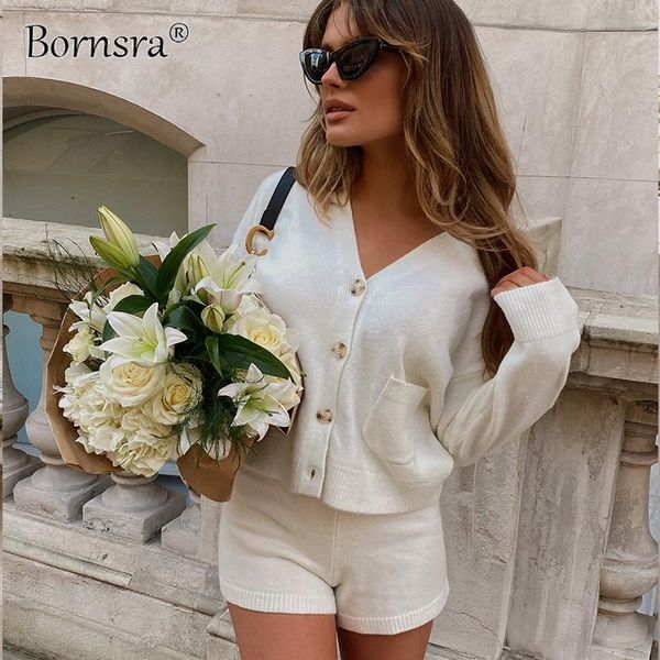 women's tracksuits bornsra 2021 autumn cross-border casual solid color pocket v-neck sweater cardigan knitted shorts two-piece suit, Gray
women's tracksuits bornsra 2021 autumn cross-border casual solid color pocket v-neck sweater cardigan knitted shorts two-piece suit, Gray