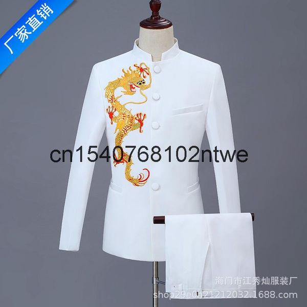men's suit, folk style embroidery, dragon pattern, zhongshan decoration, body stand collar, tang singer's performance suits & blaz, White;black
men's suit, folk style embroidery, dragon pattern, zhongshan decoration, body stand collar, tang singer's performance suits & blaz, White;black