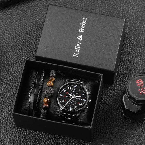 wristwatches 2021 men gift set fashion sport stainless steel quartz watches bead bracelet male business wristwatch suit with box for husband, Slivery;brown
wristwatches 2021 men gift set fashion sport stainless steel quartz watches bead bracelet male business wristwatch suit with box for husband, Slivery;brown