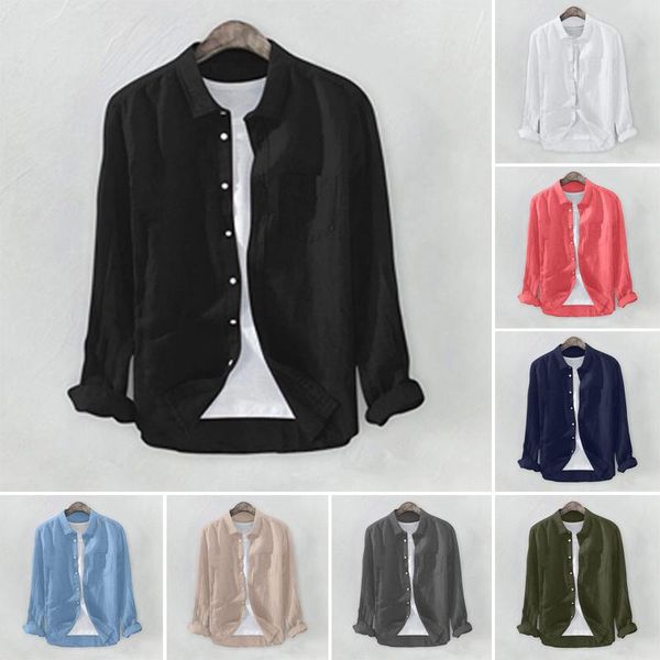 men's casual shirts 2021 mens autumn fashion long sleeve solid linen blouse stylish retro coat jacket, White;black
men's casual shirts 2021 mens autumn fashion long sleeve solid linen blouse stylish retro coat jacket, White;black