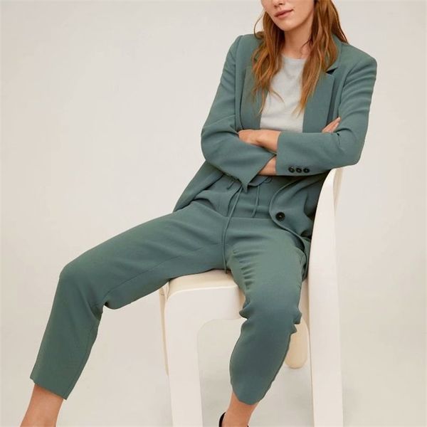 spring and autumn women's suit casual solid color single button pocket decorative jacket + pants set 210430, White
spring and autumn women's suit casual solid color single button pocket decorative jacket + pants set 210430, White