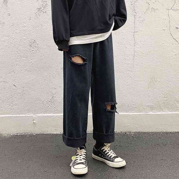 men's jeans fashion ripped hole straight loose male streetwear denim trousers classic black men four seasons s-5xl ysob, Blue
men's jeans fashion ripped hole straight loose male streetwear denim trousers classic black men four seasons s-5xl ysob, Blue