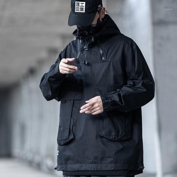 techwear jacket for men black hooded anorak 2021 fashion windbreaker men's jackets, Black;brown
techwear jacket for men black hooded anorak 2021 fashion windbreaker men's jackets, Black;brown