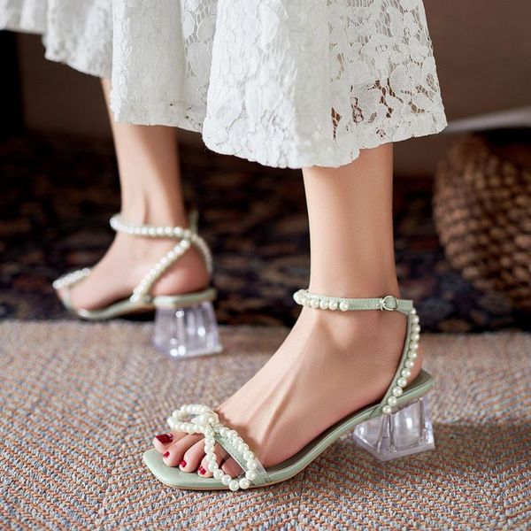 sandals buckle strap beige heeled female shoe 2021 women's med open toe black girls pearl comfort medium bow peep low square