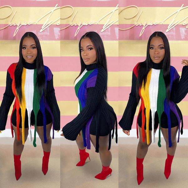 women's sweaters autumn colorful patchwork striped sweater tassel long sleeve knitted pullovers women umper streetwear knitwear outfits, White;black
women's sweaters autumn colorful patchwork striped sweater tassel long sleeve knitted pullovers women umper streetwear knitwear outfits, White;black