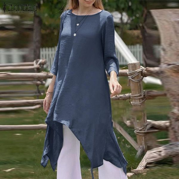 women's blouses & shirts women casual o neck 3/4 sleeve shirt autumn solid long blouse vintage asymmetric hem chemise female oversize, White
women's blouses & shirts women casual o neck 3/4 sleeve shirt autumn solid long blouse vintage asymmetric hem chemise female oversize, White