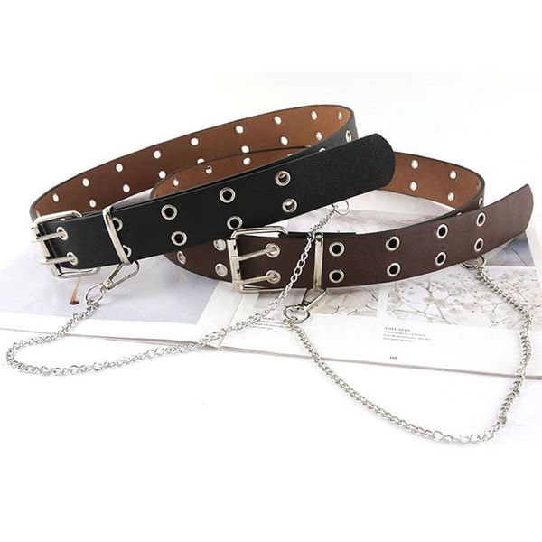 belts punk women chain belt adjustable black double eyelet grommet metal buckle leather fashion harajuku waistband for jean waist, Black;brown
belts punk women chain belt adjustable black double eyelet grommet metal buckle leather fashion harajuku waistband for jean waist, Black;brown