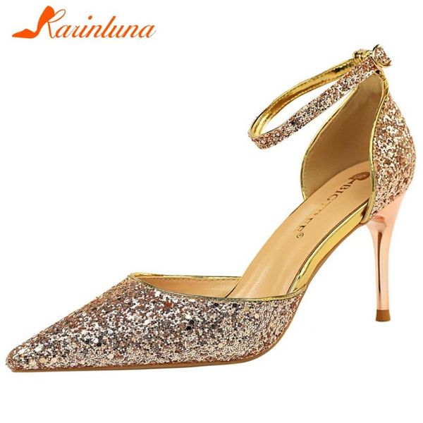 fashion golden female sandals brand party clubwear women pointed toe ankle strap high heels shoes woman, Black
fashion golden female sandals brand party clubwear women pointed toe ankle strap high heels shoes woman, Black