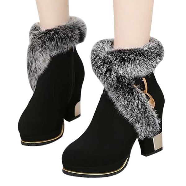 boots women winter outdoor keep warm fur snow high heel with round head short botas feminina, Black
boots women winter outdoor keep warm fur snow high heel with round head short botas feminina, Black