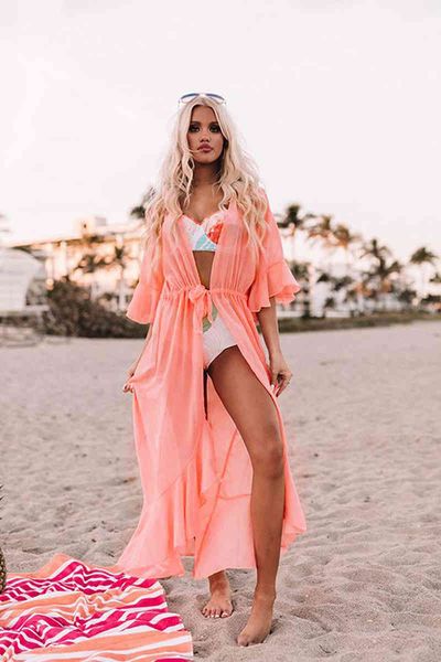 women's swimwear ruffles chiffon beach cover up bikini outing bohemian holiday slim sheer summer long cardigan tunic zrge, White;black
women's swimwear ruffles chiffon beach cover up bikini outing bohemian holiday slim sheer summer long cardigan tunic zrge, White;black