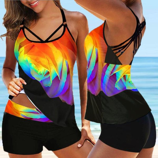 women's swimwear women vintage backless tankini set female summer beach plus size print two piece swimsuits swimdress, White;black
women's swimwear women vintage backless tankini set female summer beach plus size print two piece swimsuits swimdress, White;black