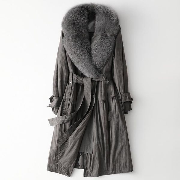 women's fur & faux high end inner bile hair collar school overcomes winter thick warm gray coat long style belt overcome, Black
women's fur & faux high end inner bile hair collar school overcomes winter thick warm gray coat long style belt overcome, Black