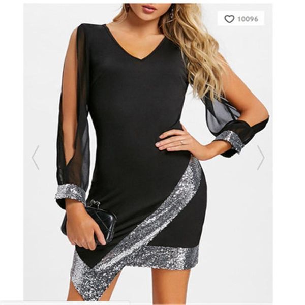 casual dresses fashion women dress v-neck hollow out sleeve splicing spring and autumn ladies solid color mini vestido, Black;gray
casual dresses fashion women dress v-neck hollow out sleeve splicing spring and autumn ladies solid color mini vestido, Black;gray