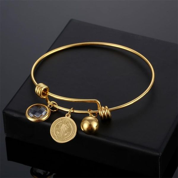 charm bracelets catholic jesus san benito round medal bracelet for women stainless steel adjustable pulsera hand jewelry, Golden;silver
charm bracelets catholic jesus san benito round medal bracelet for women stainless steel adjustable pulsera hand jewelry, Golden;silver