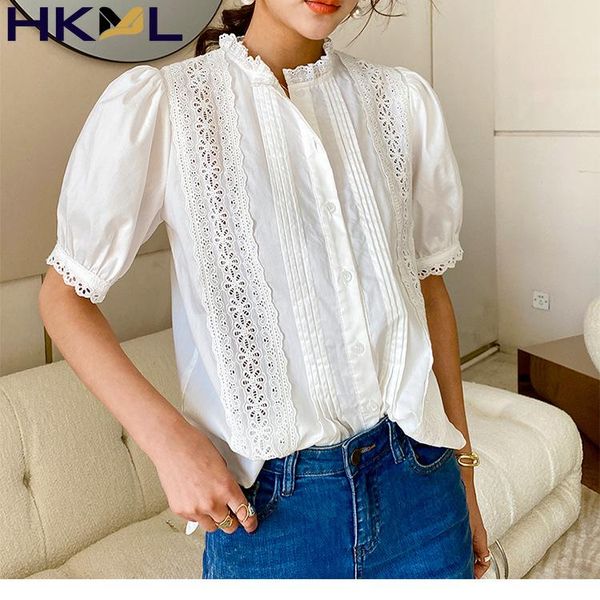 women's blouses & shirts summer women blouse white lace puff sleeve ruffles sheer single breasted hollow out chic shirt 2021
women's blouses & shirts summer women blouse white lace puff sleeve ruffles sheer single breasted hollow out chic shirt 2021