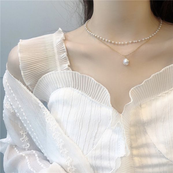 pearl pendant necklaces bracelet simple sweet and lovely double bead chains short clavicle chain temperament girl jewelry gift, Silver
pearl pendant necklaces bracelet simple sweet and lovely double bead chains short clavicle chain temperament girl jewelry gift, Silver