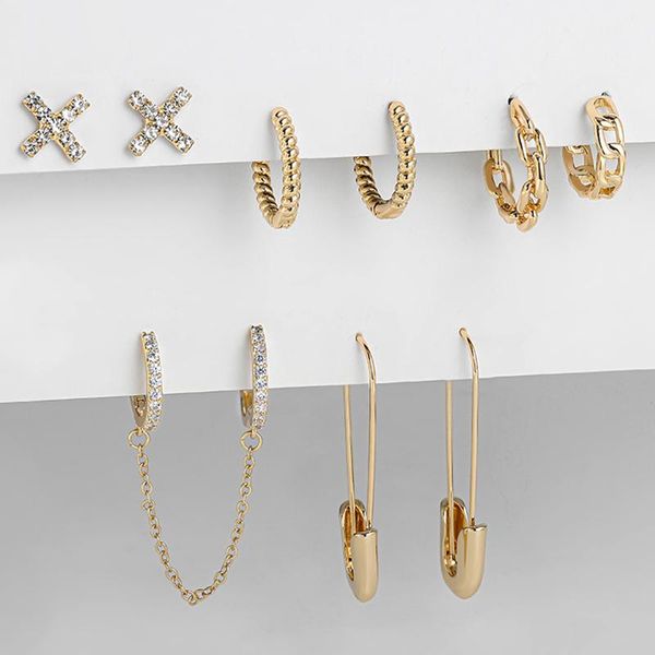 hoop & huggie 5pair/set cz zircon circle double piercing earrings for women gold color ear cuff twist hoops safety pin jewelry, Golden;silver
hoop & huggie 5pair/set cz zircon circle double piercing earrings for women gold color ear cuff twist hoops safety pin jewelry, Golden;silver