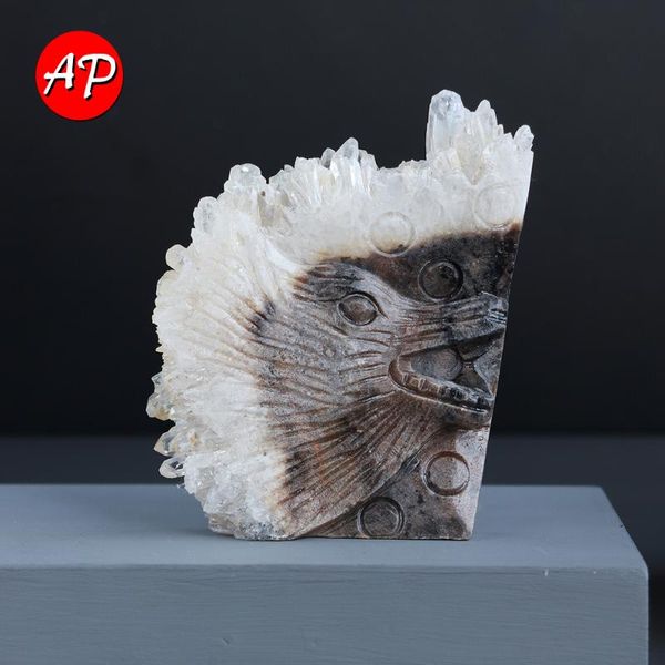 decorative objects & figurines 1pc natural white crystal sculpture clear quartz cluster wolf's head shape handicraft healthy decoration
decorative objects & figurines 1pc natural white crystal sculpture clear quartz cluster wolf's head shape handicraft healthy decoration
