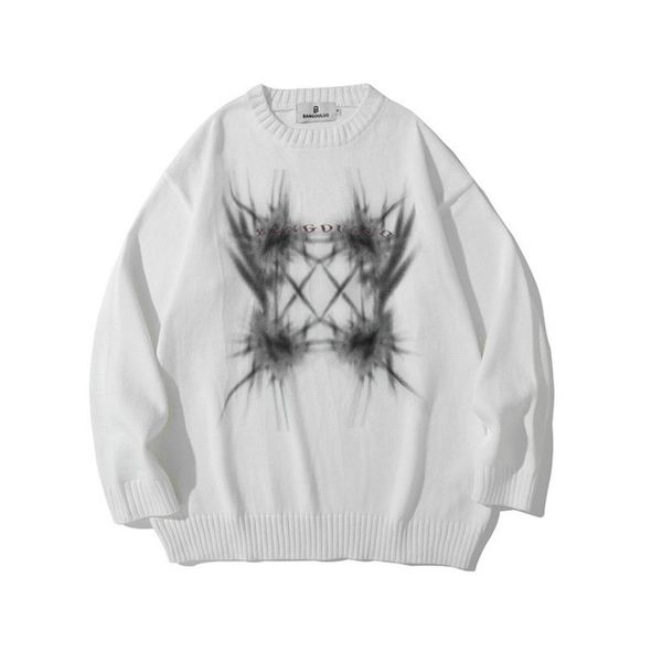 men's sweaters brand fashion retro dark graffiti printed sweater hip hop loose o neck knitwear autumn pullover for couples, White;black
men's sweaters brand fashion retro dark graffiti printed sweater hip hop loose o neck knitwear autumn pullover for couples, White;black