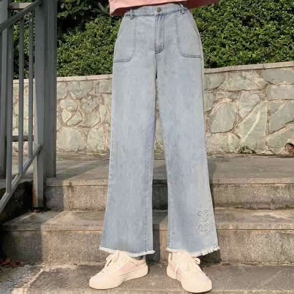 women's pants & capris harajuku kawaii denim wide leg women korean high waist fashion baggy jeans girls vintage cute heart streetwear t, Black;white 
women's pants & capris harajuku kawaii denim wide leg women korean high waist fashion baggy jeans girls vintage cute heart streetwear t, Black;white