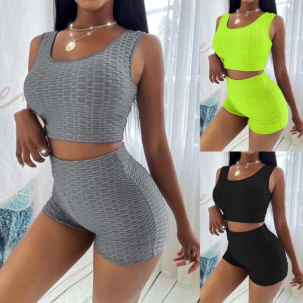 women's tracksuits lulu yoga suit sport wear 2021 summer clothing brogue solid color shorts sports vest, Gray
women's tracksuits lulu yoga suit sport wear 2021 summer clothing brogue solid color shorts sports vest, Gray