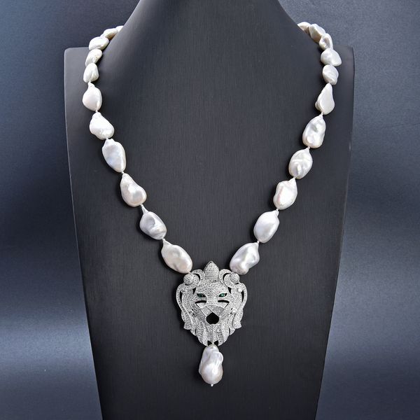 guaiguai jewelry 20mm white keshi pearl necklace cz pendant handmade for women real jewlery lady fashion jewellery, Silver
guaiguai jewelry 20mm white keshi pearl necklace cz pendant handmade for women real jewlery lady fashion jewellery, Silver