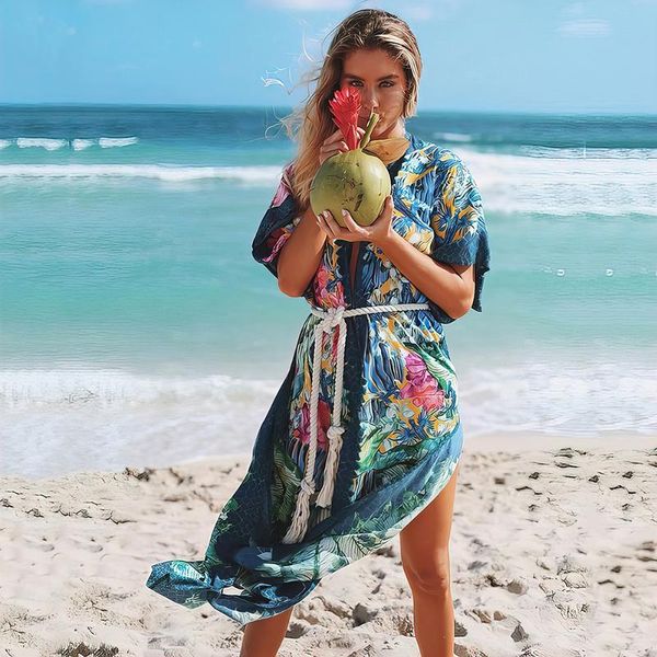 women's swimwear boho dark green retro print floral beachwear pareo beach bath exits for women bikini cover up robe 2021 summer cardiga, White;black
women's swimwear boho dark green retro print floral beachwear pareo beach bath exits for women bikini cover up robe 2021 summer cardiga, White;black