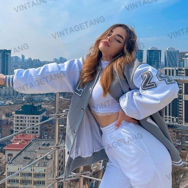 women's jackets b-toto american retro gray round neck stitching casual baseball uniform jacket female tide ins loose 2021 fashion, Black;brown
women's jackets b-toto american retro gray round neck stitching casual baseball uniform jacket female tide ins loose 2021 fashion, Black;brown