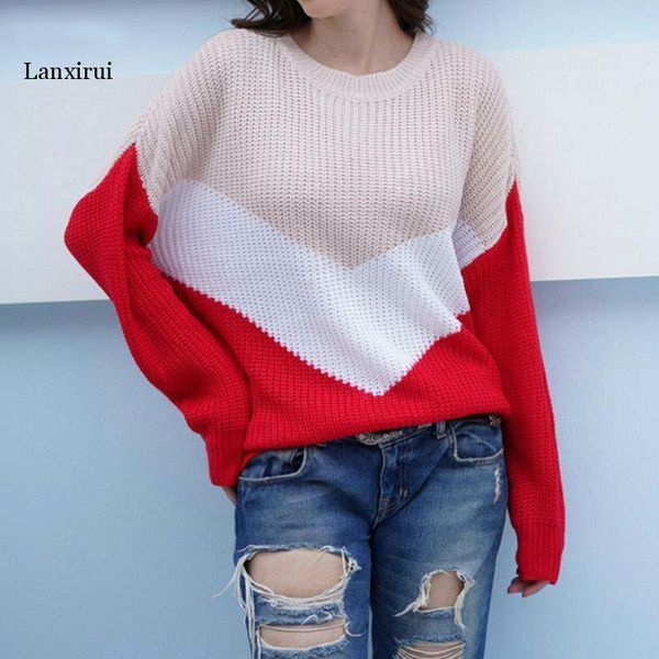 women's sweaters autumn women ladies slimming color stitching sweater knitted pullover jumper oversized female outwear, White;black
women's sweaters autumn women ladies slimming color stitching sweater knitted pullover jumper oversized female outwear, White;black