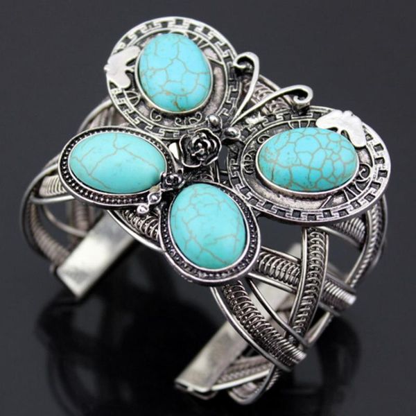 bangle fysl silver plated butterfly shape with green turquoises stone open insect trendy jewelry, Black
bangle fysl silver plated butterfly shape with green turquoises stone open insect trendy jewelry, Black