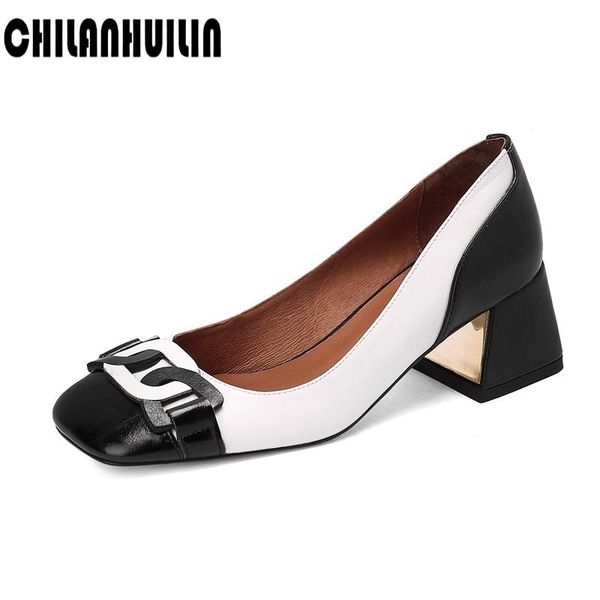 dress shoes women pumps thick high heel genuine cow leather metal buckle square toe woman party autumn summer footwear, Black
dress shoes women pumps thick high heel genuine cow leather metal buckle square toe woman party autumn summer footwear, Black