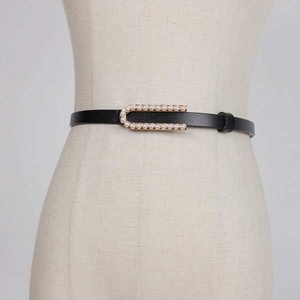 pearl oval buckle leather thin belt women's decorative dress with skirt versatile casual small belt, Black;brown
pearl oval buckle leather thin belt women's decorative dress with skirt versatile casual small belt, Black;brown