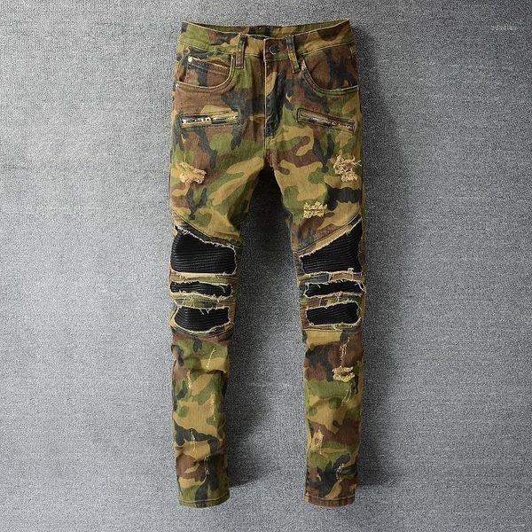 men's jeans camouflage military style black ripped stitching motorcycle pants trend punk men hip hop, Blue
men's jeans camouflage military style black ripped stitching motorcycle pants trend punk men hip hop, Blue
