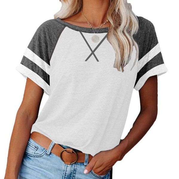 summer women round neck short sleeve shirt basic color matching cross tshirt loose casual comfy crew tunics tees women's t-shirt, White
summer women round neck short sleeve shirt basic color matching cross tshirt loose casual comfy crew tunics tees women's t-shirt, White