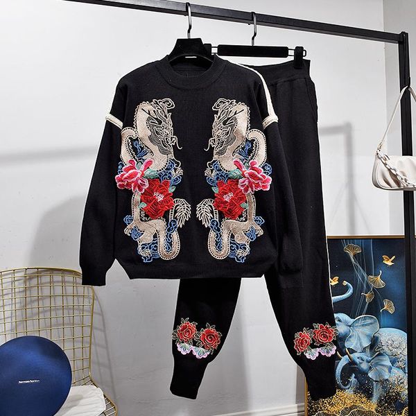 black knitted outfits women tracksuits manual embroidery pullover sweater pencil pants 2 piece set female loose casual knit suit women', White
black knitted outfits women tracksuits manual embroidery pullover sweater pencil pants 2 piece set female loose casual knit suit women', White