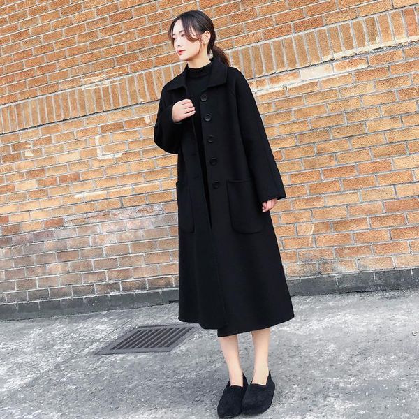 women's wool & blends 2021 autumn and winter long woolen coat black hand-stitched retro double-sided cashmere jacket
women's wool & blends 2021 autumn and winter long woolen coat black hand-stitched retro double-sided cashmere jacket