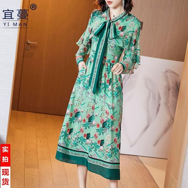 casual dresses female spring retro printed large size bow lotus leaf sleeve splicing floral mulberry silk dress plus, Black;gray
casual dresses female spring retro printed large size bow lotus leaf sleeve splicing floral mulberry silk dress plus, Black;gray