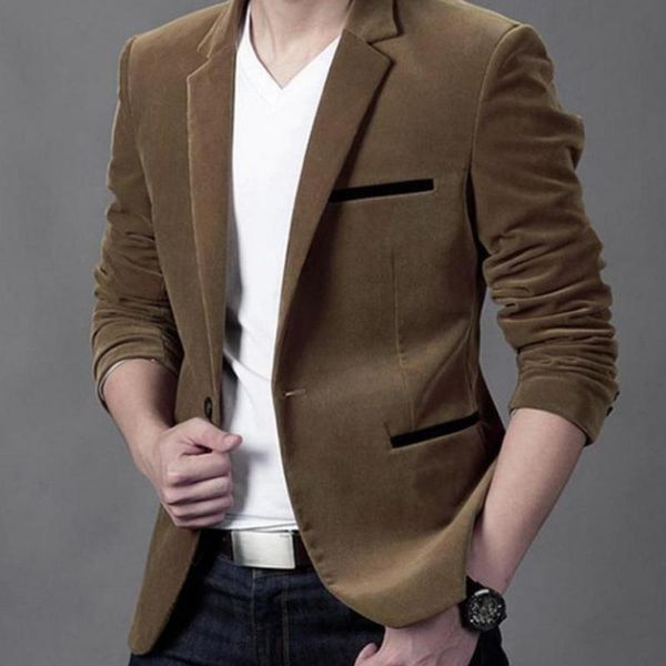 men's jackets 2021 men suits jacket solid color long sleeve corduroy slim fit single button casual blazer autumn fashion business cloth, Black;brown
men's jackets 2021 men suits jacket solid color long sleeve corduroy slim fit single button casual blazer autumn fashion business cloth, Black;brown