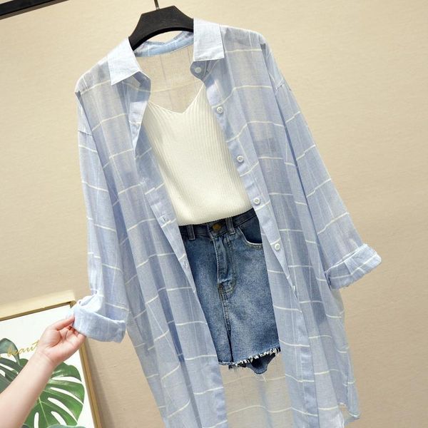 women's blouses & shirts blouse women blue plaid shirt retro long clothing coat summer blusas ropa de mujer, White
women's blouses & shirts blouse women blue plaid shirt retro long clothing coat summer blusas ropa de mujer, White