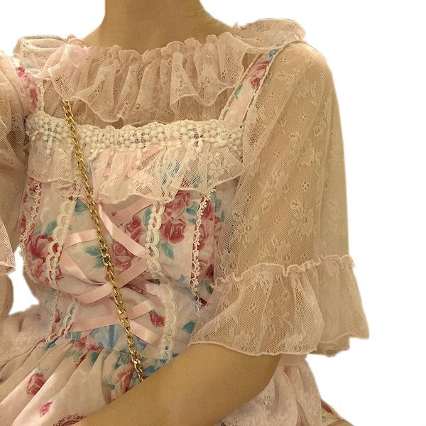 women's blouses & shirts 5 color mesh lolita shirt female floral embroidery women kawaii elegant pink student mujer, White
women's blouses & shirts 5 color mesh lolita shirt female floral embroidery women kawaii elegant pink student mujer, White